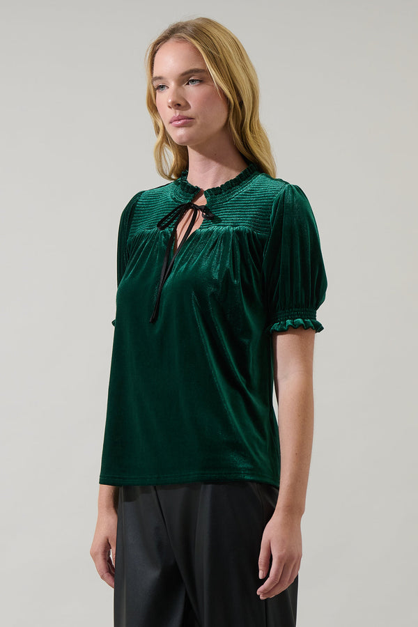 Sugarlips Zary Velvet Tie Ruffle Top
