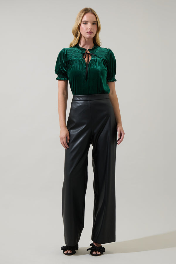 Sugarlips Zary Velvet Tie Ruffle Top