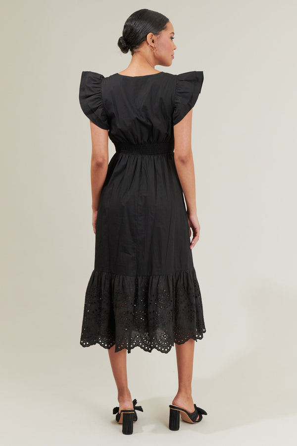 Sugarlips Zayla Poplin Eyelet Midi Dress