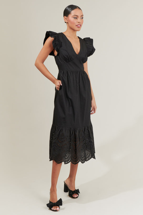 Sugarlips Zayla Poplin Eyelet Midi Dress