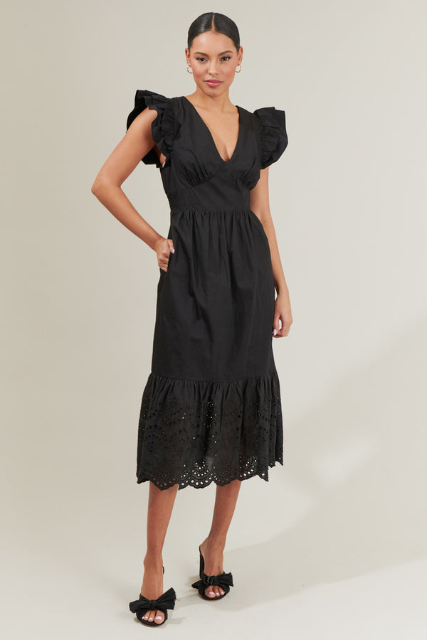 sugarlips Zayla Poplin Eyelet Midi Dress