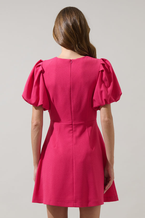 Sugarlips Zemira Rosette Bubble Sleeve Mini Dress