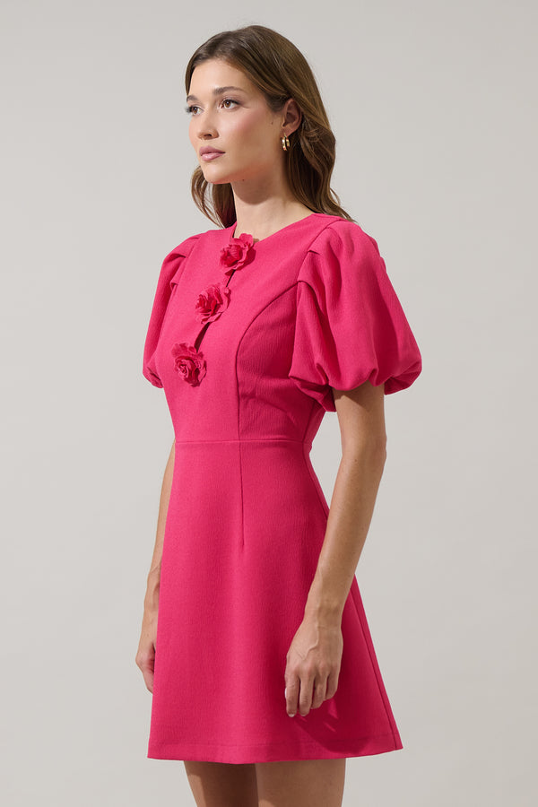 Sugarlips Zemira Rosette Bubble Sleeve Mini Dress