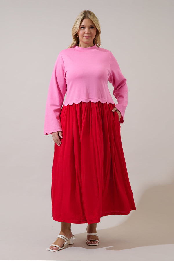 sugarlips Zenie Color Block Midi Dress Curve