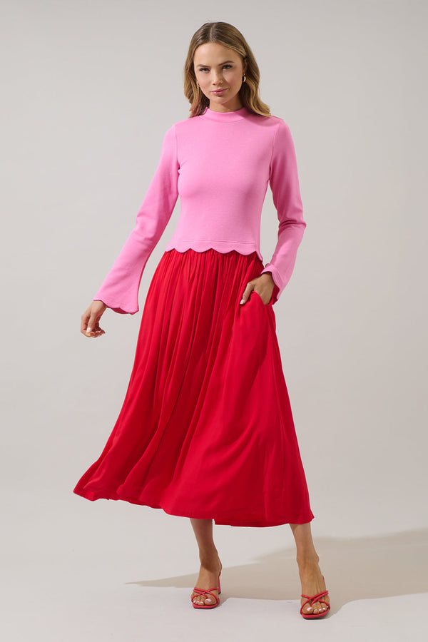 sugarlips Zenie Color Block Midi Dress