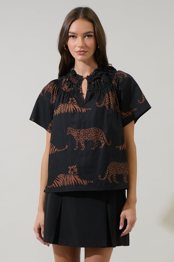 Sugarlips Zenzi Jungle Darthy Smocked Top