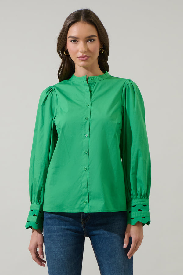 Sugarlips Ziana Button Down Ric Rac Trim Shirt
