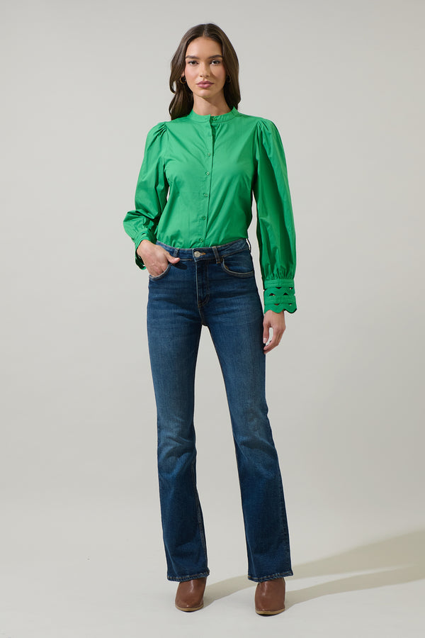 Sugarlips Ziana Button Down Ric Rac Trim Shirt