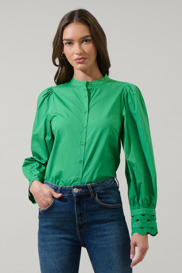 sugarlips Ziana Button Down Ric Rac Trim Shirt