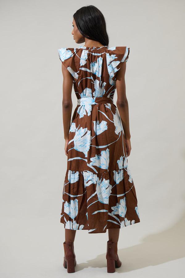 Sugarlips Zico Floral Charlotte Button Midi Dress