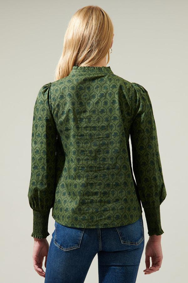 Sugarlips Zinnia Floral Button Down Top