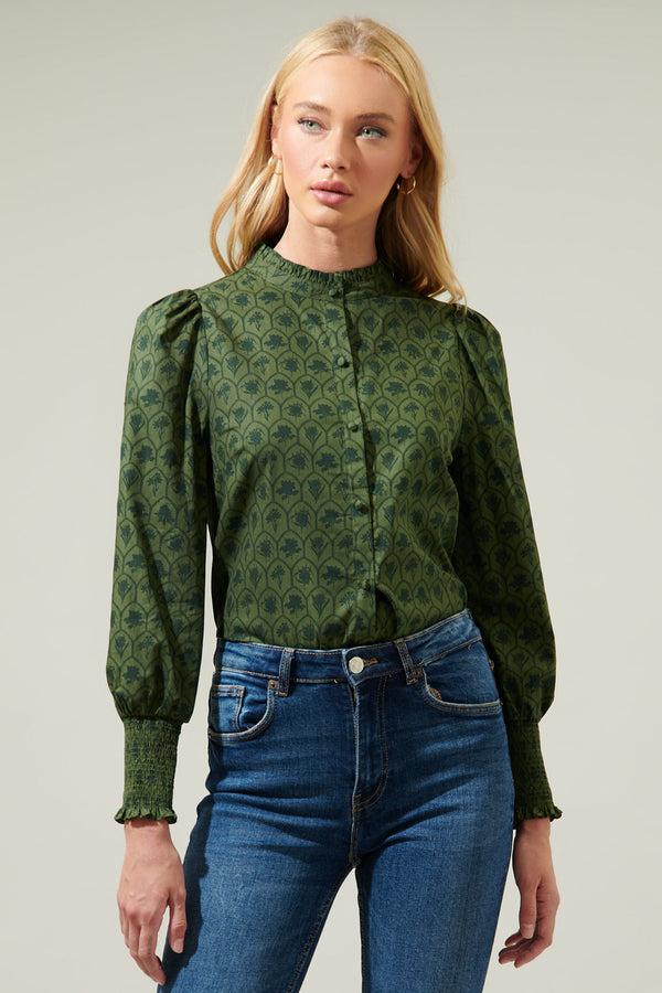 sugarlips Zinnia Floral Button Down Top