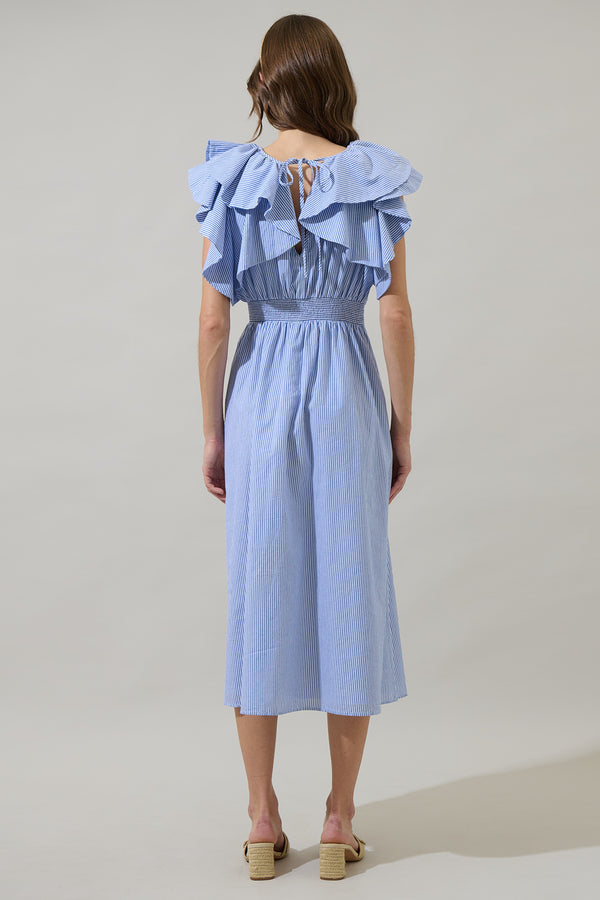 Sugarlips Zira Striped Santana Tie Back Midi Dress