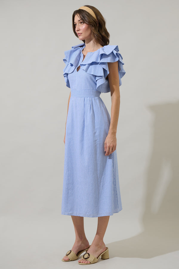 Sugarlips Zira Striped Santana Tie Back Midi Dress