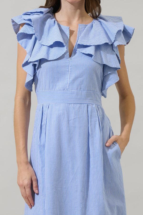 Sugarlips Zira Striped Santana Tie Back Midi Dress