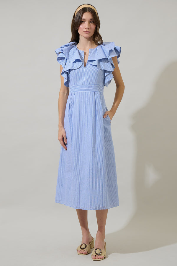 sugarlips Zira Striped Santana Tie Back Midi Dress