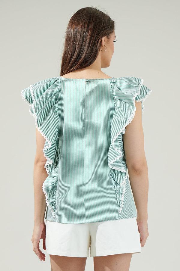 Sugarlips Ziva Ziggy Striped Ruffle Blouse