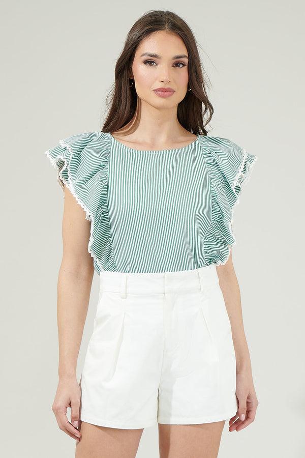 sugarlips Ziva Ziggy Striped Ruffle Blouse
