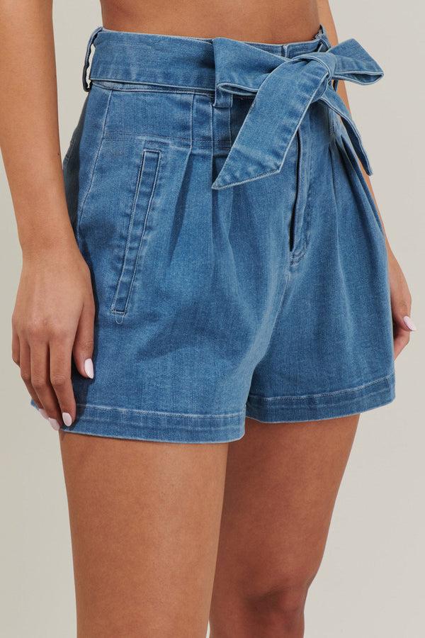 Sugarlips Zoey Sky Pleated Denim Shorts
