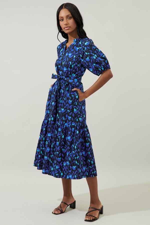 Sugarlips Zorya Floral Wynette Tiered Midi Dress