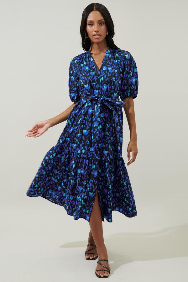 Sugarlips Zorya Floral Wynette Tiered Midi Dress