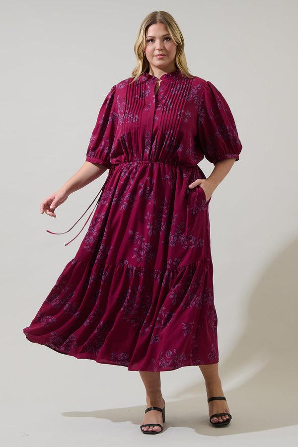 sugarlips Zurum Floral Pleated Midi Dress Curve