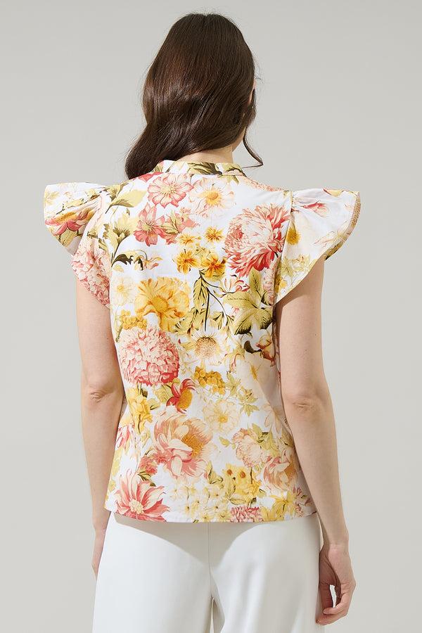 Sugarlips Zury Floral Everly Split Neck Top