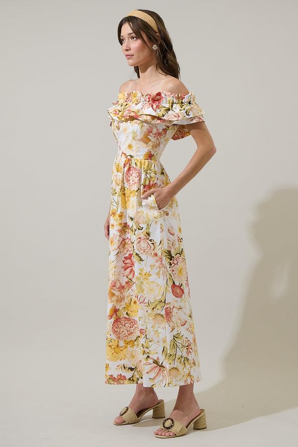 Sugarlips Zury Floral Jana Ruffle Maxi Dress