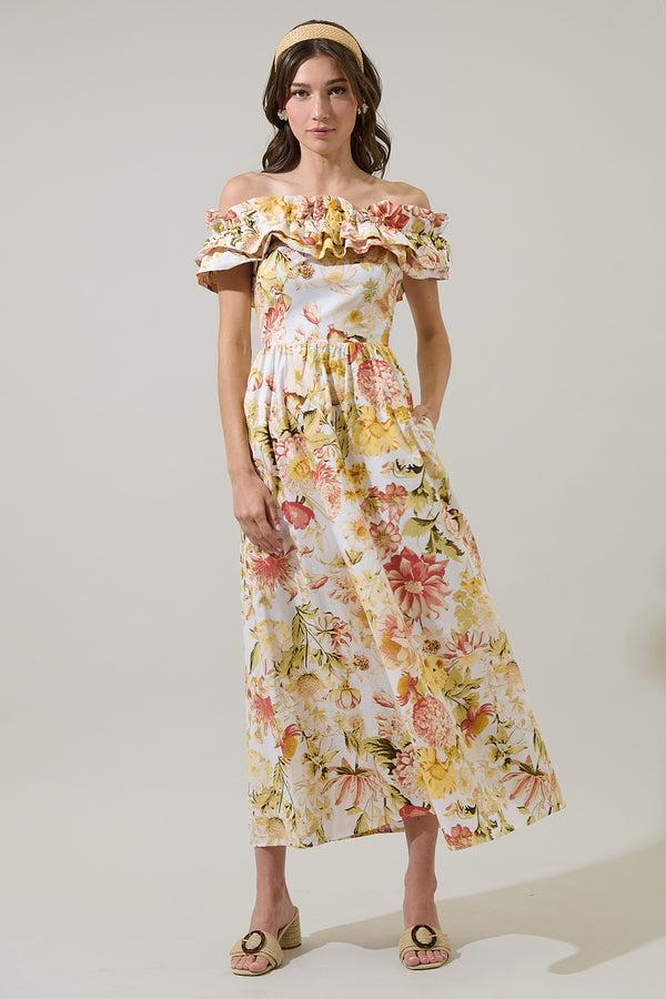 sugarlips Zury Floral Jana Ruffle Maxi Dress