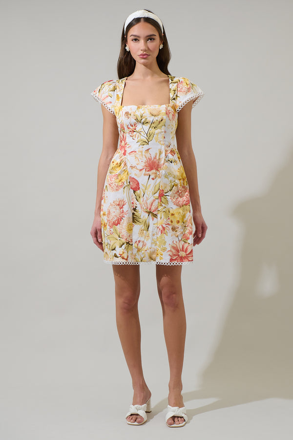 Sugarlips Zury Floral Katey Smocked Mini Dress