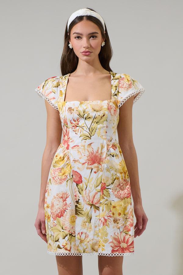 sugarlips Zury Floral Katey Smocked Mini Dress