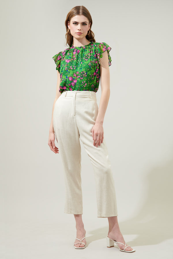 Sugarlips Sugarplum Floral Beya Chiffon Cap Sleeve Top