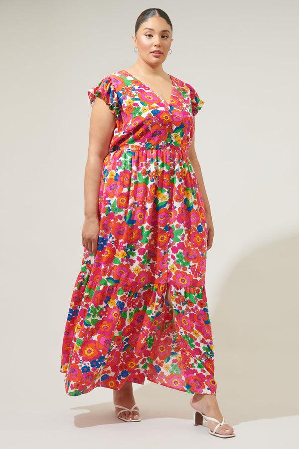Sugarlips Summersalt Tropical Evianna Button Down Maxi Dress Curve