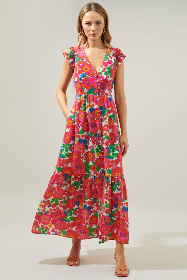 Sugarlips Summersalt Tropical Evianna Button Down Maxi Dress