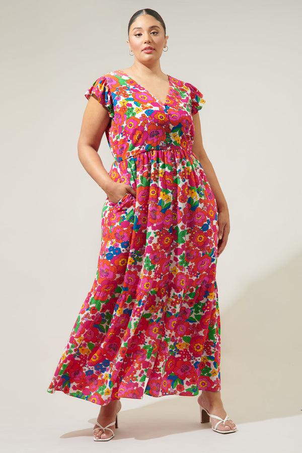 sugarlips Summersalt Tropical Evianna Button Down Maxi Dress Curve