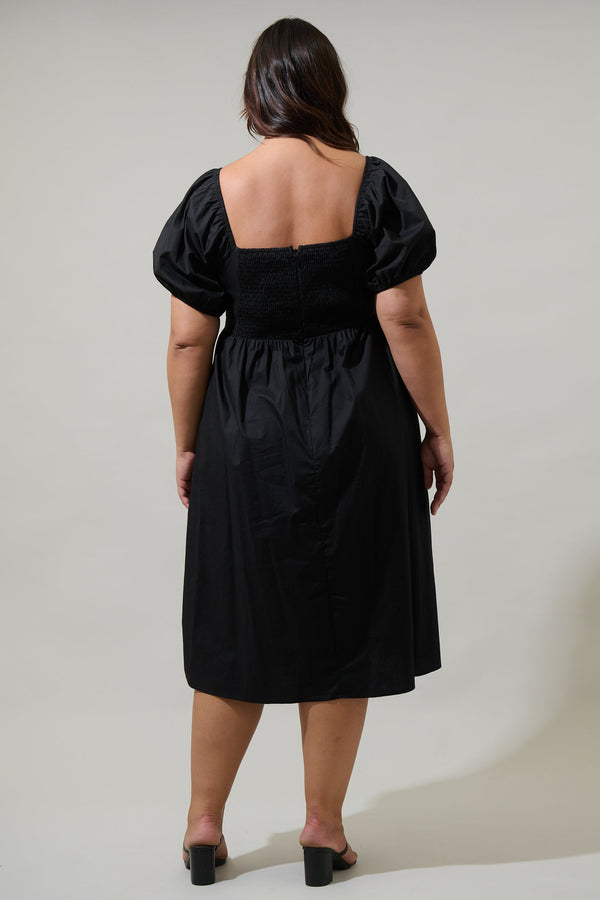 Sugarlips Sun City Alessi Puff Sleeve Midi Dress Curve