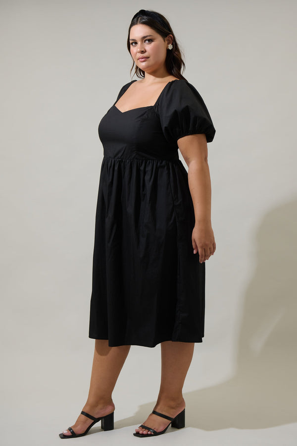 Sugarlips Sun City Alessi Puff Sleeve Midi Dress Curve