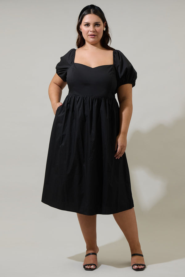 sugarlips Sun City Alessi Puff Sleeve Midi Dress Curve