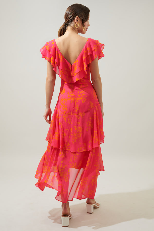 Sugarlips Sunburst Ruffle Tiered Sinclair Midi Dress