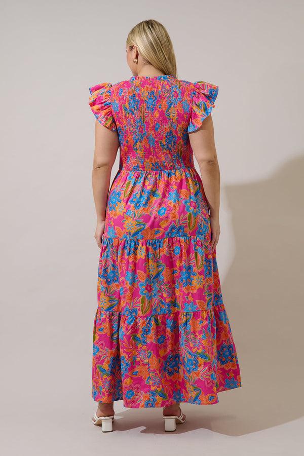 Sugarlips Sunfire Tiered Midi Dress Ranchero Floral Curve