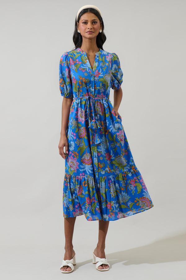Sugarlips Sunlit Floral Beth Button Down Midi Dress