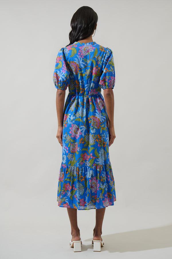 Sugarlips Sunlit Floral Beth Button Down Midi Dress