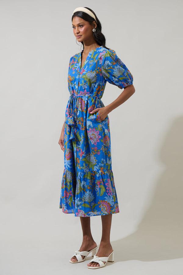 Sugarlips Sunlit Floral Beth Button Down Midi Dress