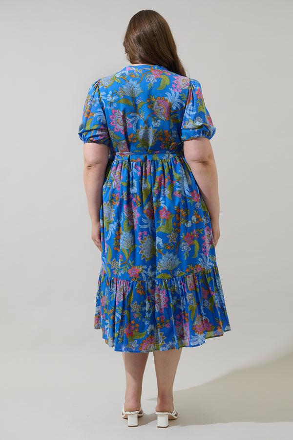 Sugarlips Sunlit Floral Beth Button Down Midi Dress Curve