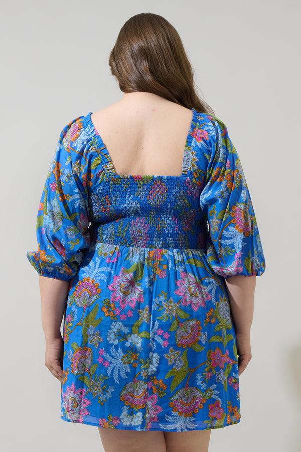 Sugarlips Sunlit Floral Niko Smocked Mini Dress Curve