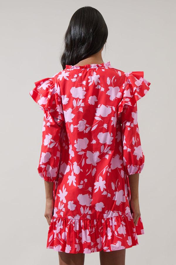 Sugarlips Sunset Floral Sammy Ruffle Drop Waist Dress