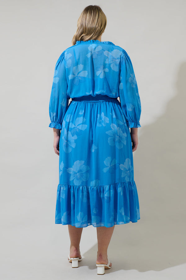 Sugarlips Surf Blossom Irene Smocked Midi Dress Curve