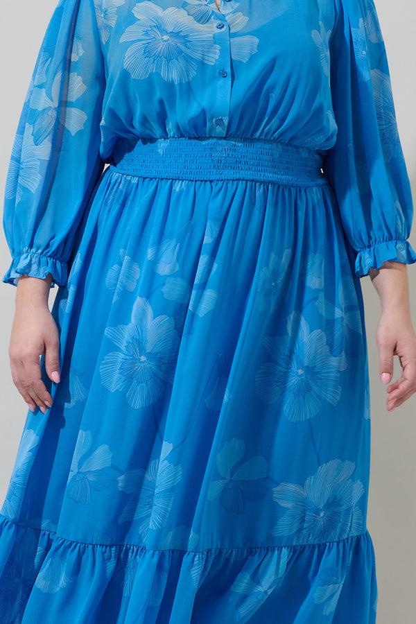Sugarlips Surf Blossom Irene Smocked Midi Dress Curve