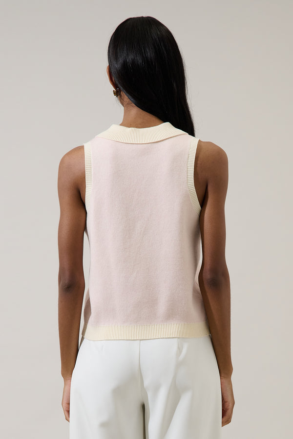 Sugarlips Surma Sardine Sleeveless Polo Sweater Vest