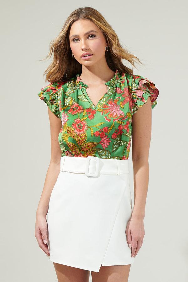 sugarlips Susy Paradise Bellissima Ruffle Sleeve Top